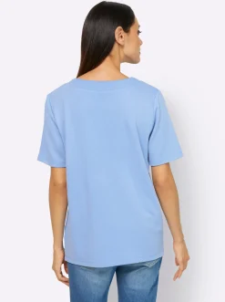 Shirts|heine Sweatshirt mit kontrastfarbigem Print vorne himmelblau