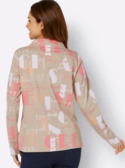 Pullover| Sweatshirt mit Lettering-Print flamingo-sand-bedruckt