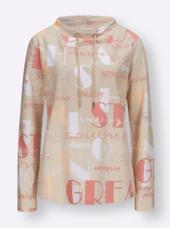 Pullover| Sweatshirt mit Lettering-Print flamingo-sand-bedruckt
