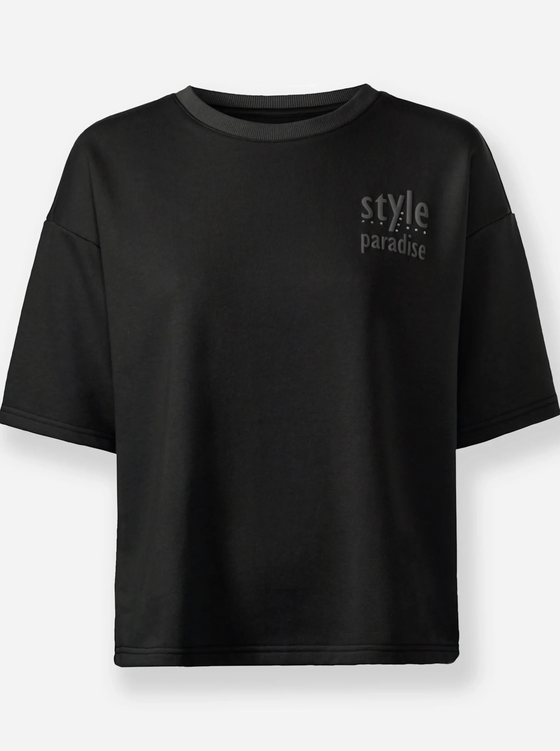 Pullover|heine Sweatshirt mit Schriftzug und Glitzersteinchen schwarz