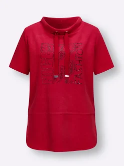 Pullover| Sweatshirt mit Seitenschlitzen rot