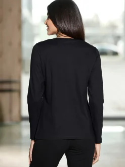 Pullover| Sweatshirt mit Ösen- und Nietenverzierung schwarz