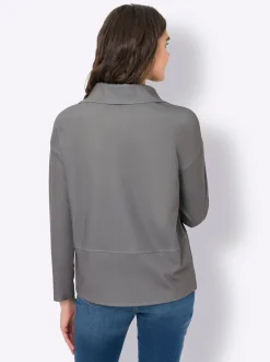 Pullover|Shirts|heine Sweatshirt mit Ösen-Verzierung seitlich grau