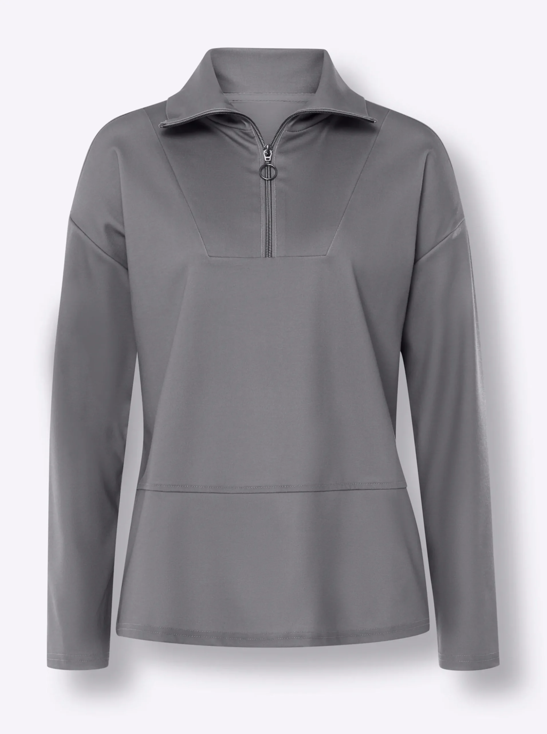 Pullover|Shirts|heine Sweatshirt mit Ösen-Verzierung seitlich grau