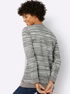 Pullover| Sweatshirt mit sportivem Print grau-ecru-bedruckt