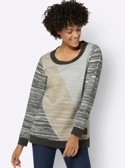 Shirts| Sweatshirt mit sportivem Print graphit-ecru-bedruckt