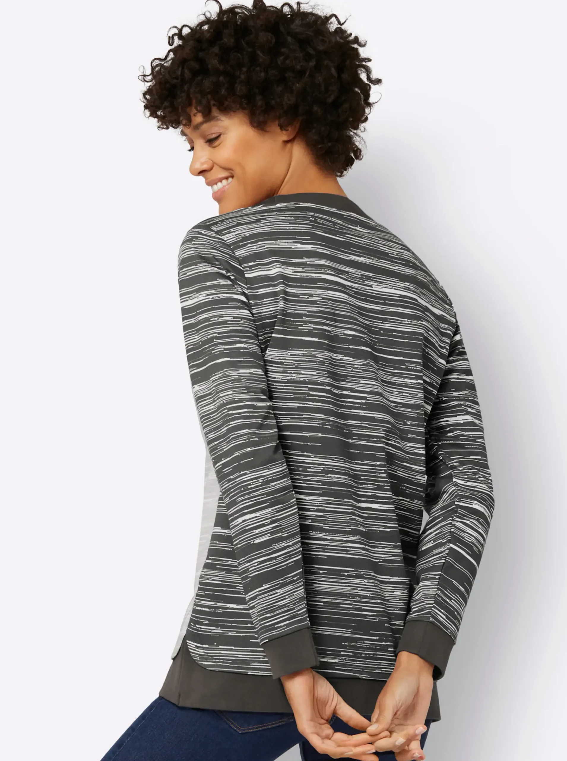 Shirts| Sweatshirt mit sportivem Print graphit-ecru-bedruckt
