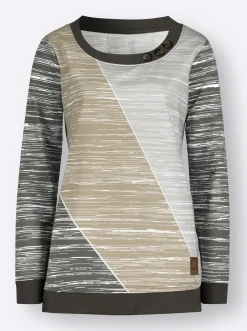 Shirts| Sweatshirt mit sportivem Print graphit-ecru-bedruckt