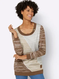 Shirts| Sweatshirt mit sportivem Print braun-ecru-bedruckt
