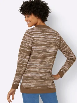 Shirts| Sweatshirt mit sportivem Print braun-ecru-bedruckt