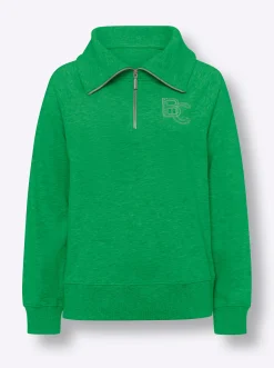 Pullover|Shirts|heine Sweatshirt mit Troyer-Kragen grasgrün