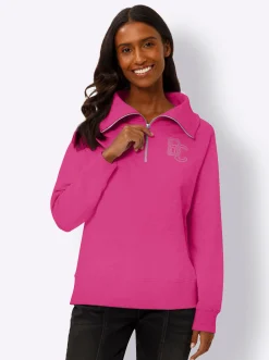 Shirts|heine Sweatshirt mit Troyer-Kragen fuchsia