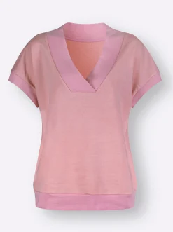 Pullover| Sweatshirt mit V-Ausschnitt hortensie