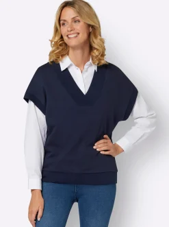 Pullover| Sweatshirt mit V-Ausschnitt marine