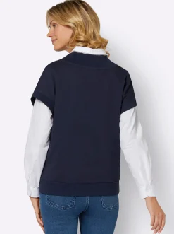 Pullover| Sweatshirt mit V-Ausschnitt marine
