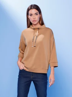 Shirts|heine Sweatshirt mit verstellbarem Stehkragen camel