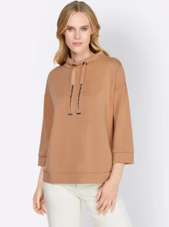 Shirts|heine Sweatshirt mit verstellbarem Stehkragen camel