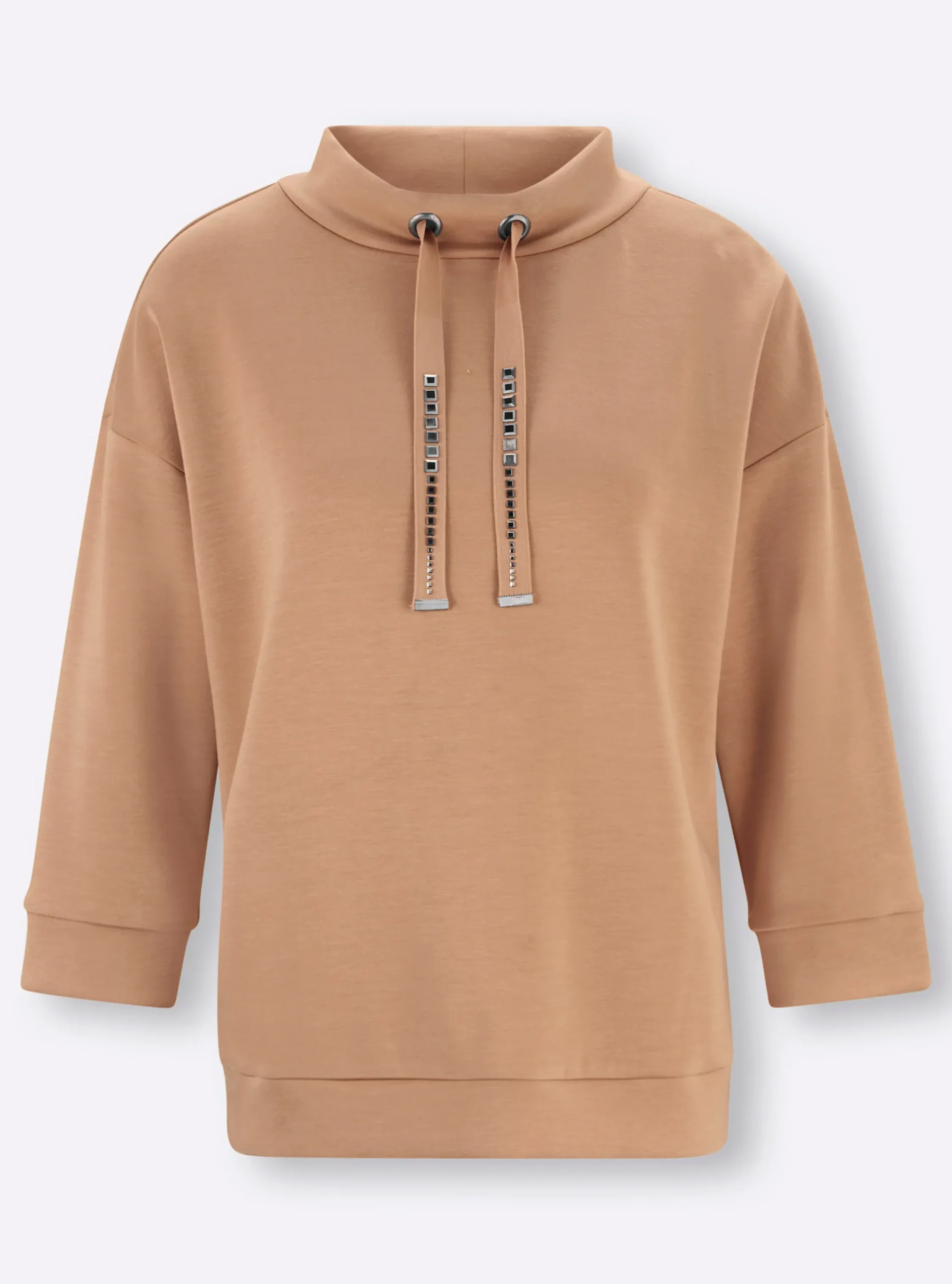Shirts|heine Sweatshirt mit verstellbarem Stehkragen camel