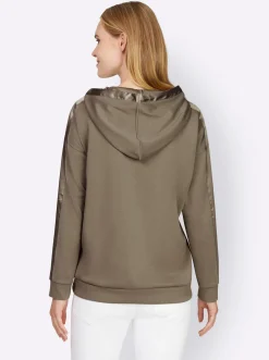 Basics|heine Sweatshirt mit weitenverstellbarer Kapuze khaki