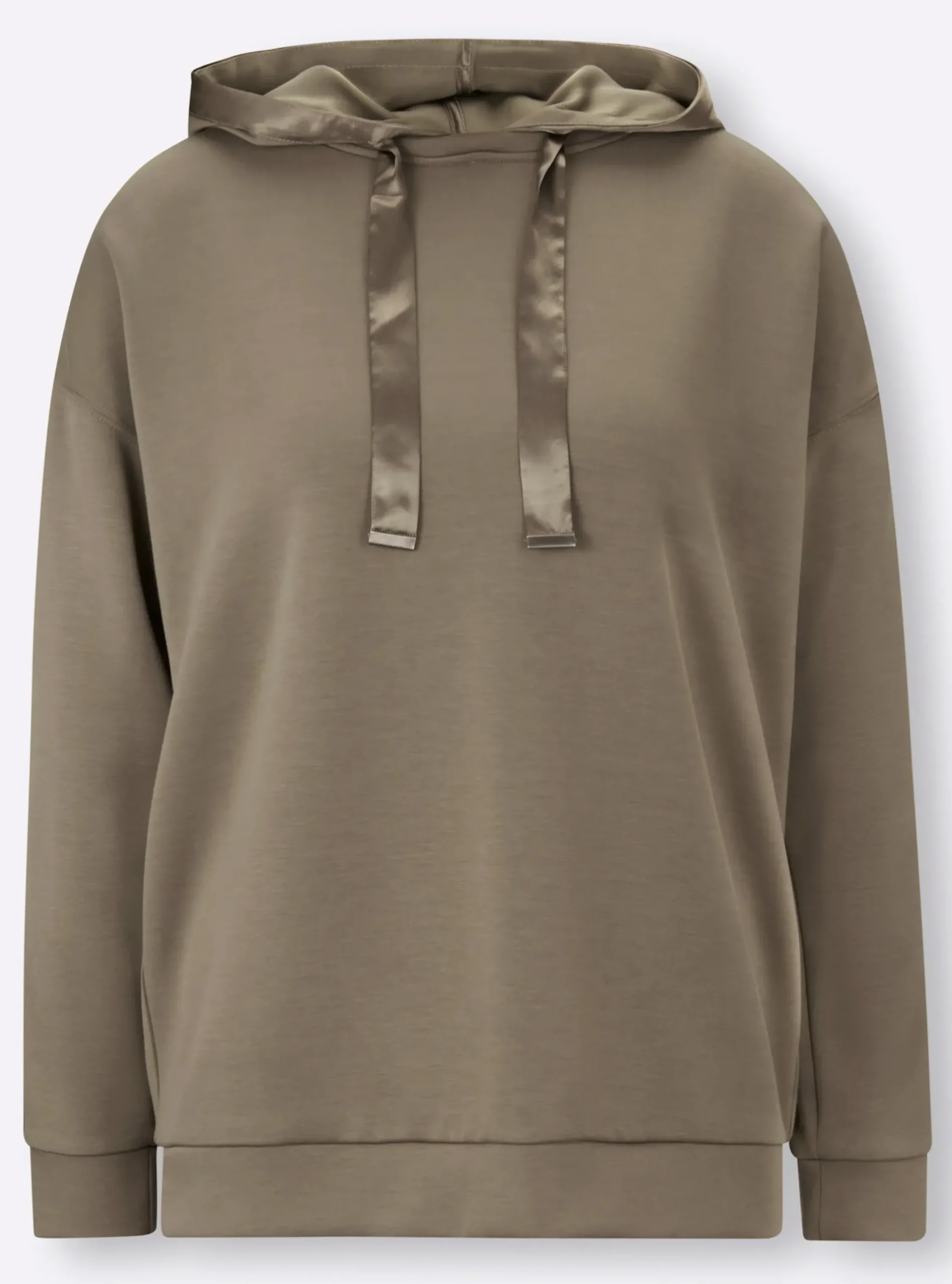 Basics|heine Sweatshirt mit weitenverstellbarer Kapuze khaki