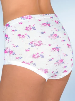 Unterhosen|wäschepur Taillenslip 5xrosé-bedruckt+5xweiß-uni