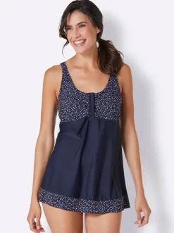 Tankinis|feel good Tankini-Oberteil marine-rot-bedruckt