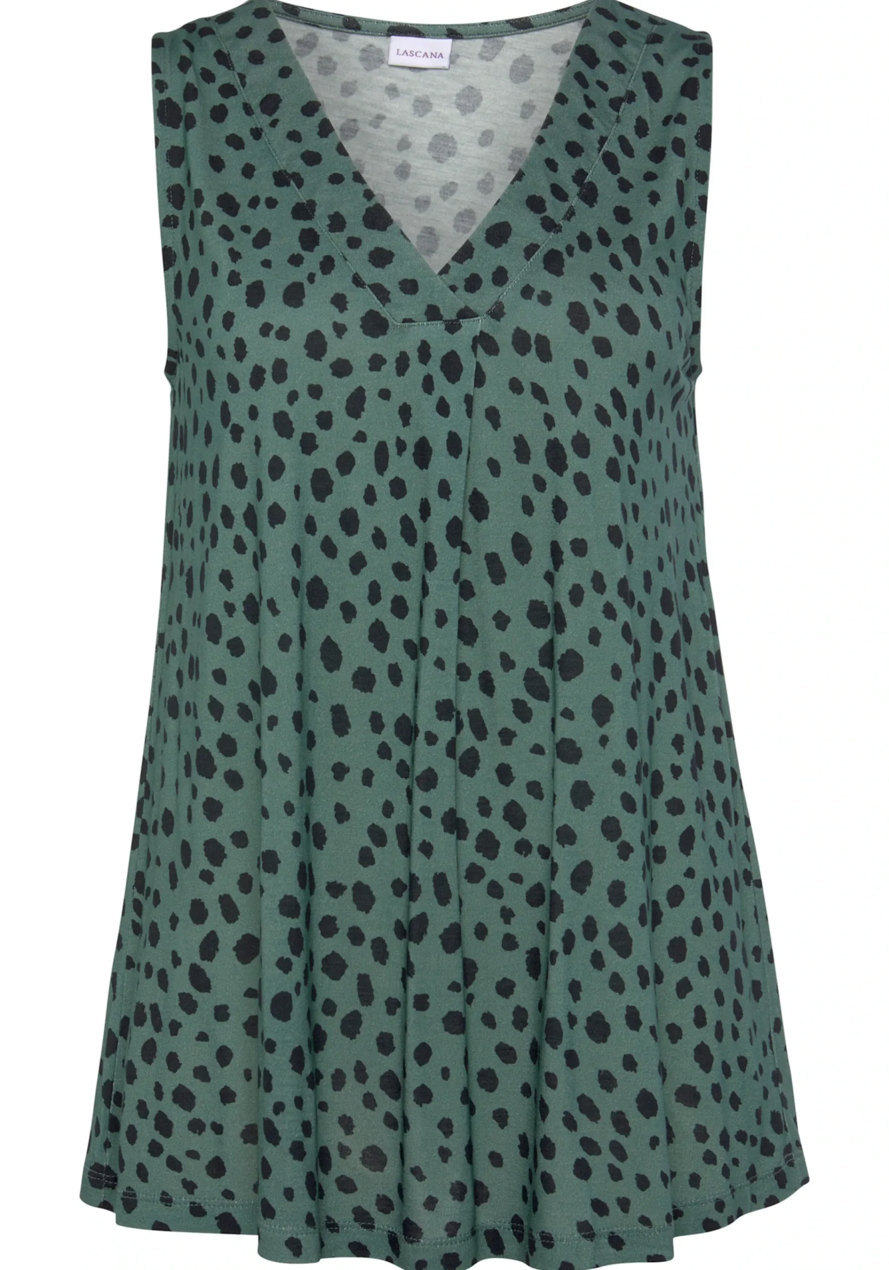 Shirts|LASCANA Tanktop grün-schwarzbedruckt