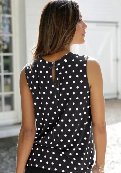 Shirts|LASCANA Tanktop schwarz-weiß-gepunktet