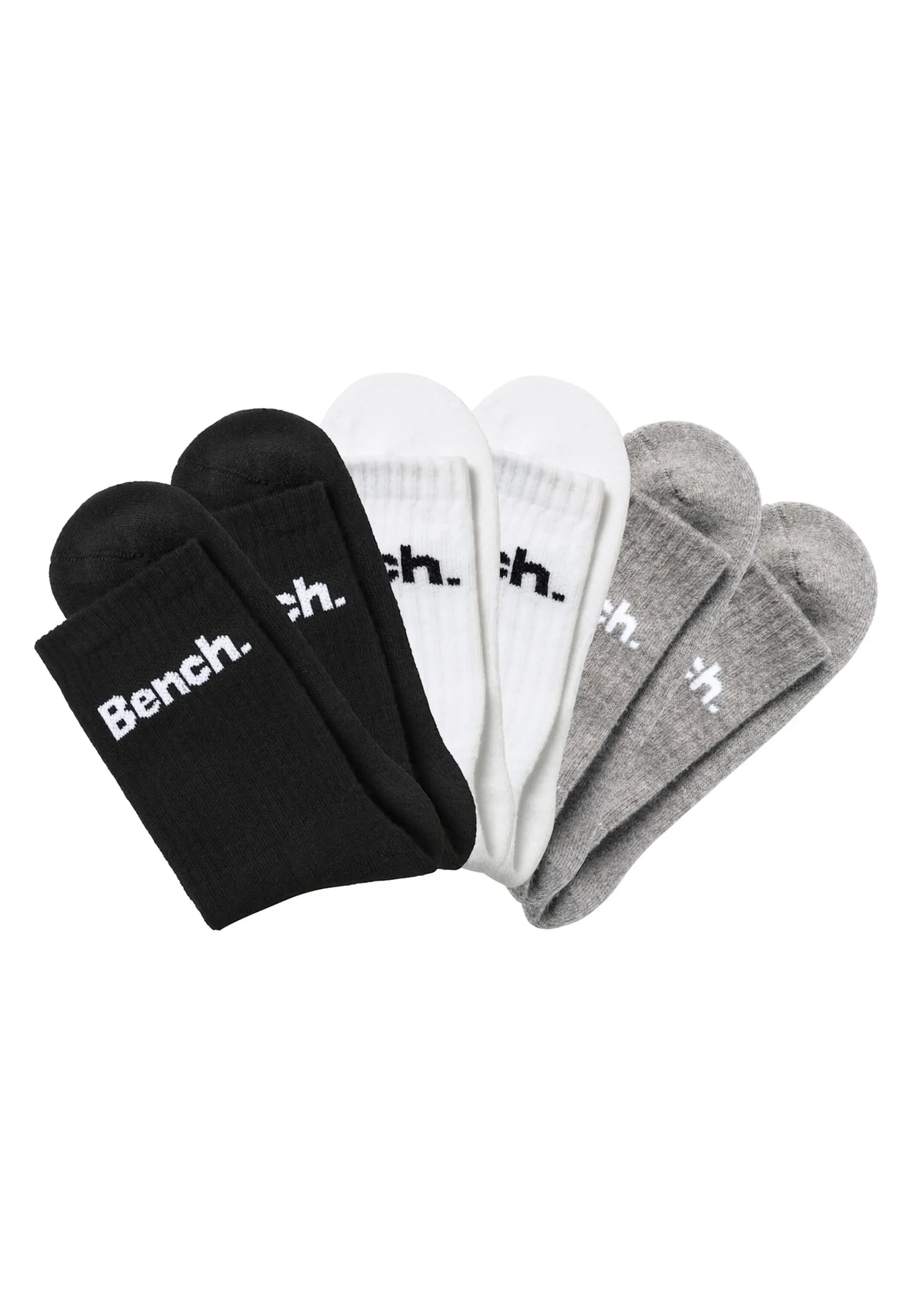Strümpfe & Socken|Bench. Tennissocken 2xschwarz,2xweiß,2xgrau-meliert