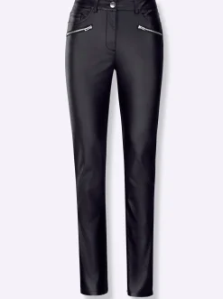 Hosen| Thermohose aus Leder-Imitat schwarz