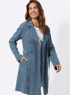 Mäntel| Trenchcoat mit Bindegürtel blue-bleached
