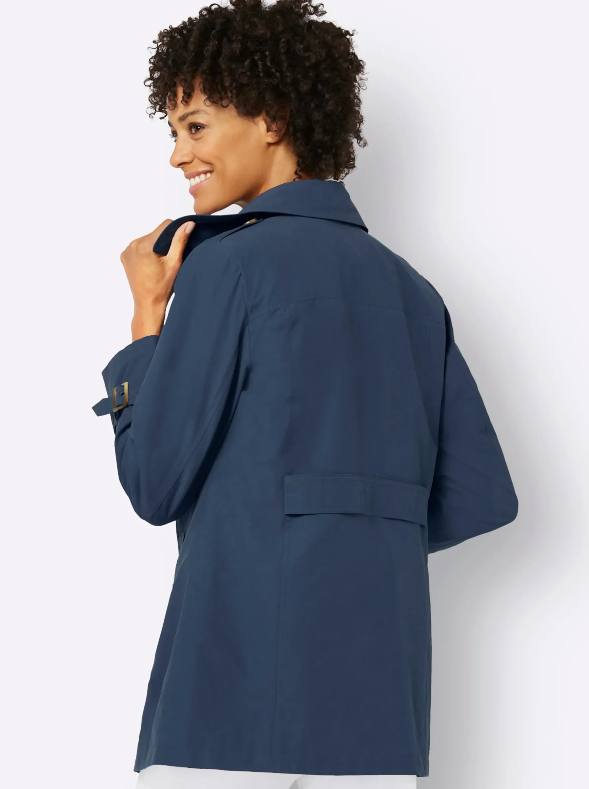 Jacken| Trenchcoat mit Schlitz hinten dunkelblau