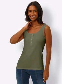Shirts|heine Trägertop mit Druckknopf-Leiste khaki