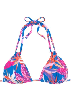 Bikinis|Buffalo Triangel-Bikini-Top blau-pinkbedruckt