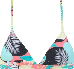 Bikinis|LASCANA ACTIVE Triangel-Bikini-Top türkis-gelb-bedruckt