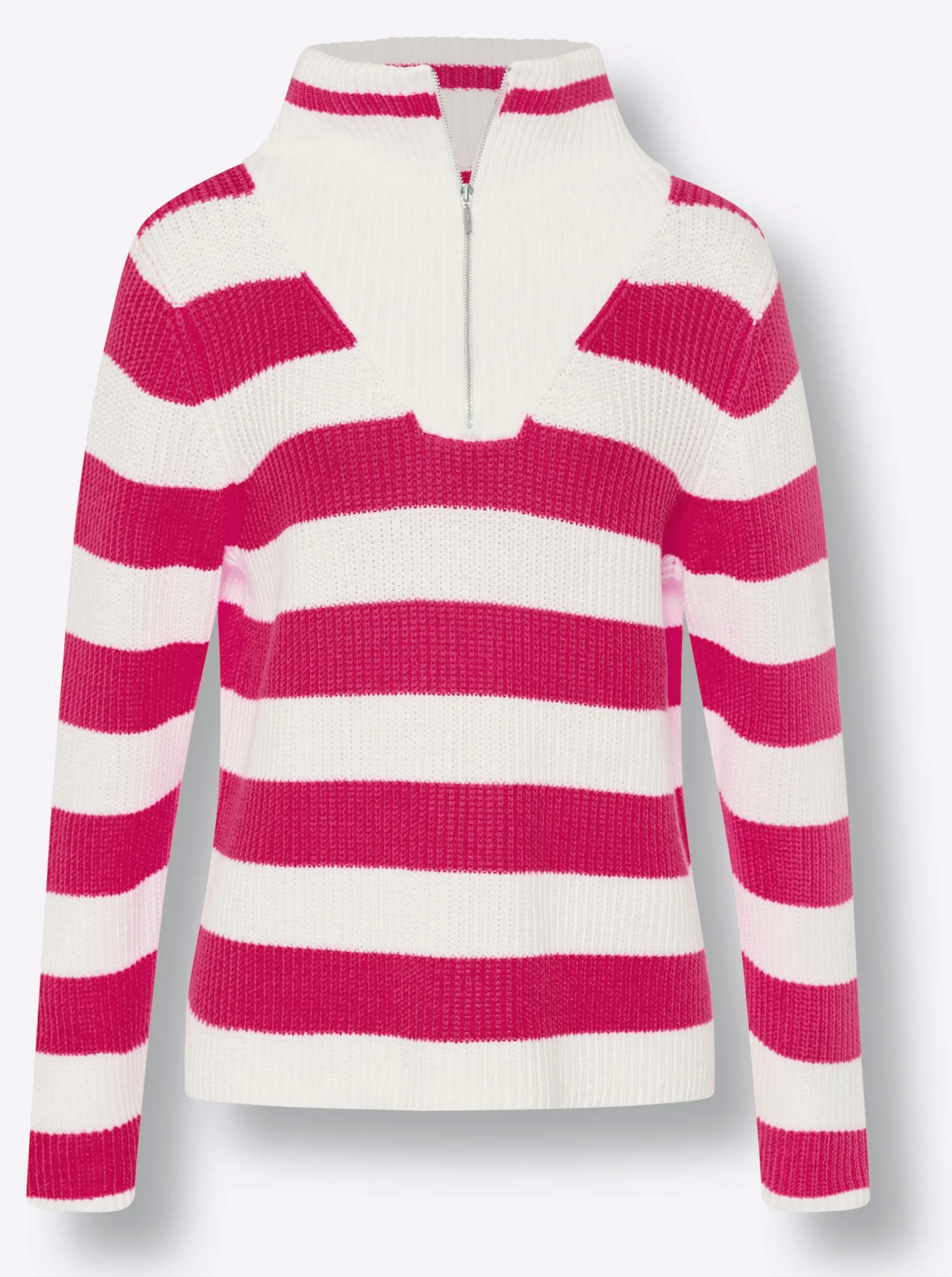 Pullover|heine Troyer pink-ecru-geringelt