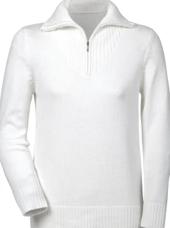 Pullover| Troyer mit breiten Rippabschlüssen wollweiß