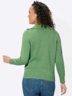 Pullover| Troyer mit breiten Rippabschlüssen apfel