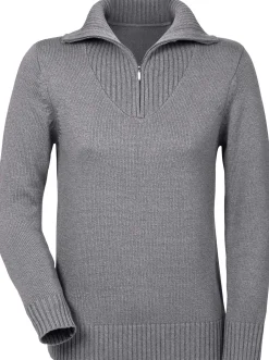 Pullover| Troyer mit breiten Rippabschlüssen grau-meliert