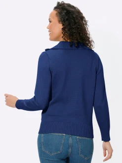 Pullover| Troyer mit breiten Rippabschlüssen royalblau