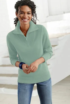 Pullover| Troyer mit breiten Rippabschlüssen kalkmint