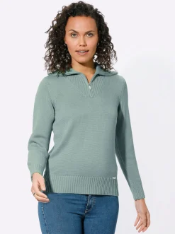 Pullover| Troyer mit breiten Rippabschlüssen kalkmint