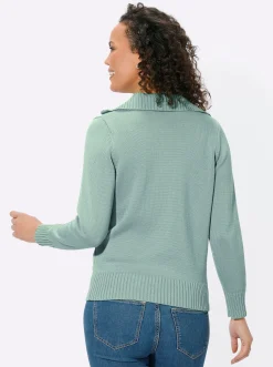 Pullover| Troyer mit breiten Rippabschlüssen kalkmint