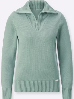 Pullover| Troyer mit breiten Rippabschlüssen kalkmint