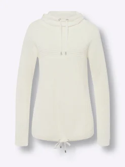 Pullover|heine Troyer mit Tunnelzug und Bindeband an Ausschnitt und Saum ecru