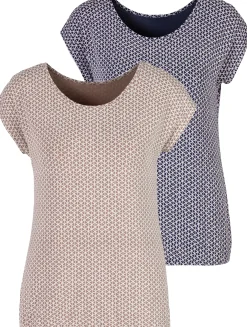 Shirts|Vivance T-Shirt taupe,blau
