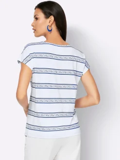 Shirts| T-Shirt weiß-royalblau-bedruckt