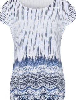 Strandmode|Shirts|LASCANA T-Shirt blau,weiß-bedruckt