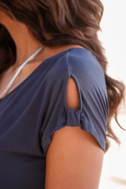 Strandmode|Shirts|LASCANA T-Shirt blau,weiß-bedruckt