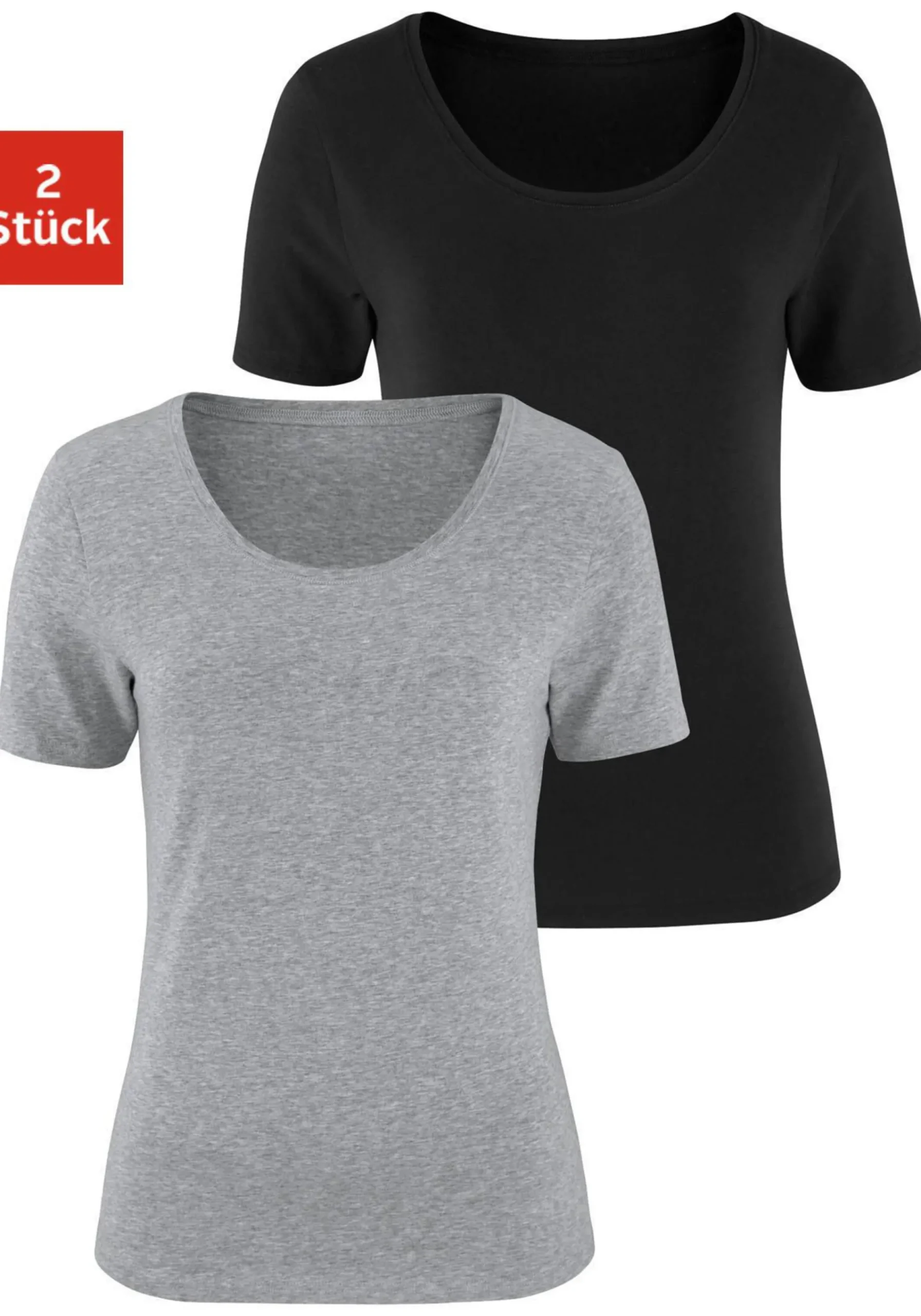 Shirts|Vivance T-Shirt grau-meliert,schwarz